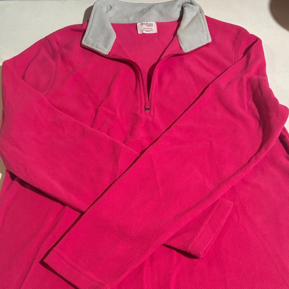 Danskin Now Women's Bright Pink and Gray Fleece pullover.